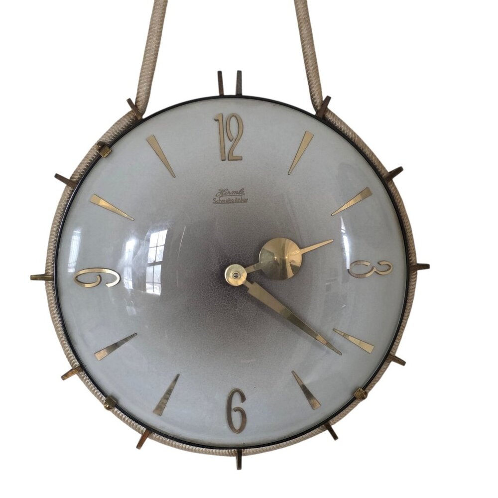 Vtg Hermle Schwebe Anker Mechanical Wall Rope Clock Works
